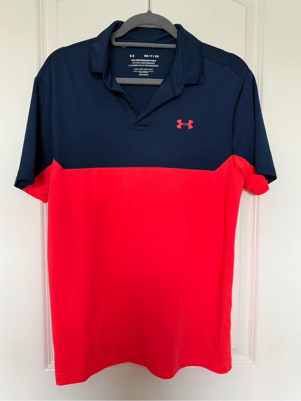 Under Armour Men’s Navy and Red Colorblock Polo